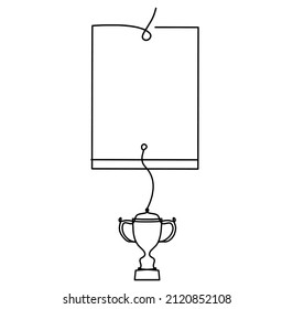 Papel abstracto con trofeo como dibujo de línea sobre fondo blanco. Vector