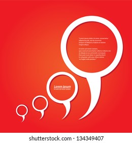 Abstract paper white origami speech bubble on red background. Vector abstract cut paper love background. red brochure design template. Circle abstract design. Christmas background.