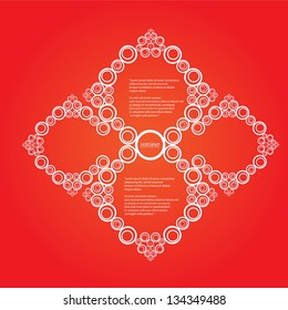 Abstract paper white origami speech bubble on red background. Vector abstract cut paper love background. red brochure design template. Circle abstract design. Christmas background.