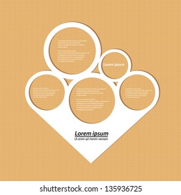 Abstract paper white origami speech bubble on brown old paper background. Vector abstract cut paper background. vintage brochure design template. Circle abstract design.