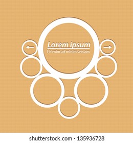 Abstract paper white origami speech bubble on brown old paper background. Vector abstract cut paper background. vintage brochure design template. Circle abstract design.