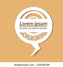 Abstract paper white origami speech bubble on brown old paper background. Vector abstract cut paper background. vintage brochure design template. Circle abstract design.