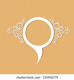 Abstract paper white origami speech bubble on brown old paper background. Vector abstract cut paper background. vintage brochure design template. Circle abstract design.