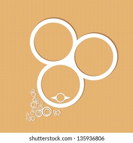 Abstract paper white origami speech bubble on brown old paper background. Vector abstract cut paper background. vintage brochure design template. Circle abstract design.