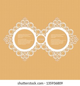 Abstract paper white origami speech bubble on brown old paper background. Vector abstract cut paper background. vintage brochure design template. Circle abstract design.