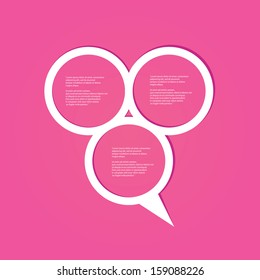 Abstract paper white origami speech bubble on pink paper background. Vector abstract cut paper background. vector decorative Circle abstract design.