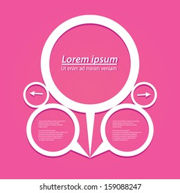 Abstract paper white origami speech bubble on pink paper background. Vector abstract cut paper background. vector decorative Circle abstract design.