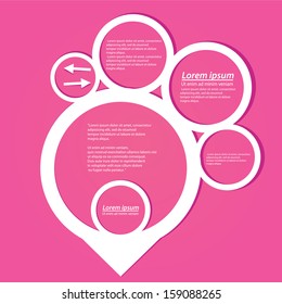 Abstract paper white origami speech bubble on pink paper background. Vector abstract cut paper background. vector decorative Circle abstract design.