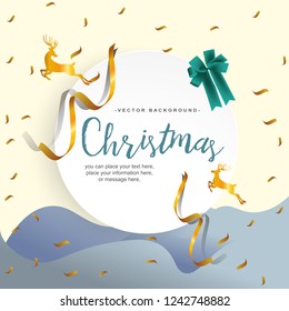 Abstract Papercraft Snowflakes Christmas Background - Vector illustration