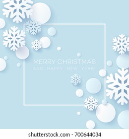 Abstract Papercraft Snowflakes Christmas Background. Vector illustration EPS10