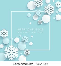 Abstract Papercraft Snowflakes Christmas Background. Vector illustration EPS10