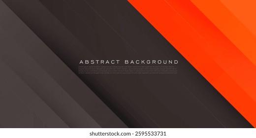 Abstract papercut 3D background with overlap orange shapes on dark brown color background. Trendy design with realistic shadow. Eps10 vector