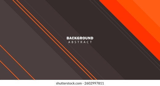 Abstract papercut 3D background with overlap orange shapes on dark brown color background. Trendy design with realistic shadow