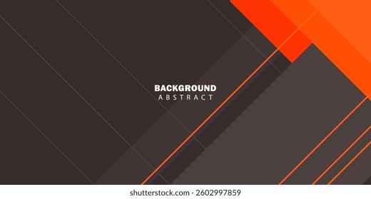 Abstract papercut 3D background with overlap orange shapes on dark brown color background. Trendy design with realistic shadow