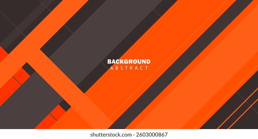 Abstract papercut 3D background with overlap orange shapes on dark brown color background. Trendy design with realistic shadow