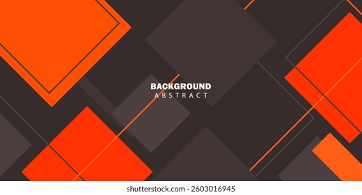 Abstract papercut 3D background with overlap orange shapes on dark brown color background. Trendy design with realistic shadow. eps 01