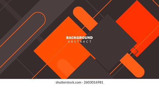 Abstract papercut 3D background with overlap orange shapes on dark brown color background. Trendy design with realistic shadow. eps 01