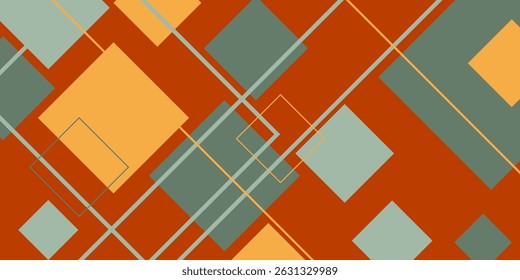 Fundo 3D de recorte de papel abstrato com sobreposição de formas laranja no fundo de cor marrom escuro. Design moderno com sombra realista