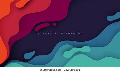 Abstract papercut background colorful wavy shape cutout design vector