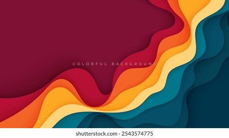 Abstract papercut background colorful wavy shape cutout design vector