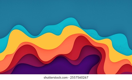 Abstract papercut background colorful wavy shape cutout design vector