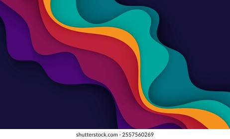 Abstract papercut background colorful wavy shape cutout design vector