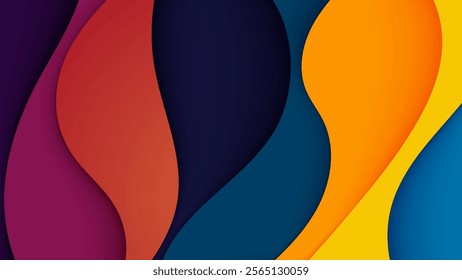 Abstract papercut background colorful wavy shape cutout design vector