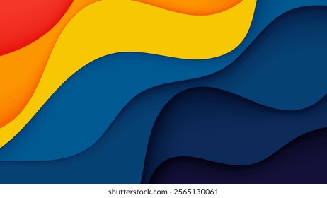 Abstract papercut background colorful wavy shape cutout design vector