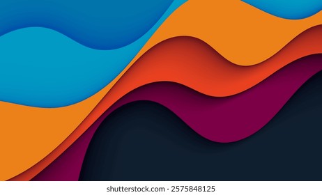 Abstract papercut background colorful wavy shape cutout design vector