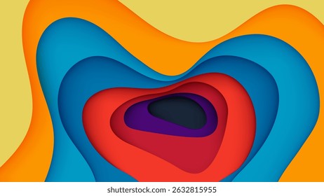 Abstract papercut background colorful wavy shape cutout design vector