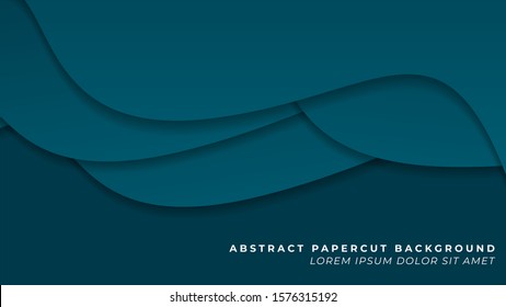 Abstract Papercut Background in Dark Blue Gradient Style