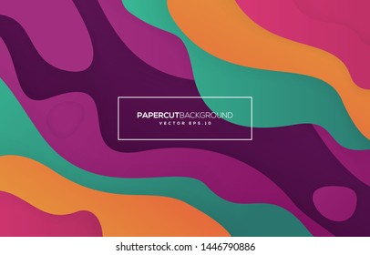 abstract papercut background design with trendy liquid style and futuristic fluid concept