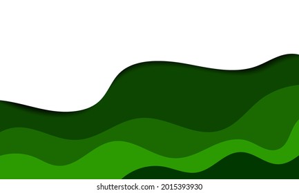 Abstract papercut background. modern wavy composition. green paper layers. Fluid shapes .Paper cut style, 3d effect imitation, space for text. Fit for banner, invitation, poster or web site design