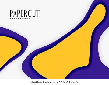 abstract papercut background in purple and yellow colors