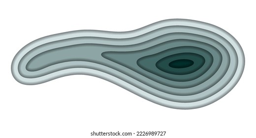 Abstract Papercut Background. Topography 3d  layers. Deep water relief map, ocean topo lines. Teal color flow, geometric shape. Modern design; vector illustration