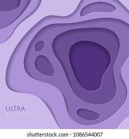 Abstract papercut background. Ultra violet multi layer paper template.
