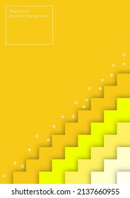 Abstract paper-cut background in zigzag stair style, yellow color tone