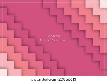 Abstract paper-cut background in zigzag style, left and right side, pink color tone