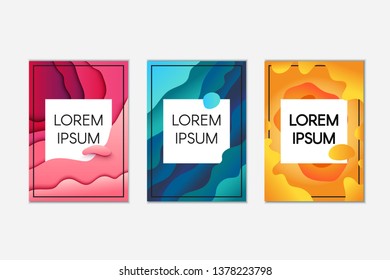 Abstract papercut banner set