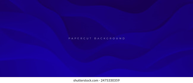 Abstract Papercut Blue Background with Fluid Layers Decoration