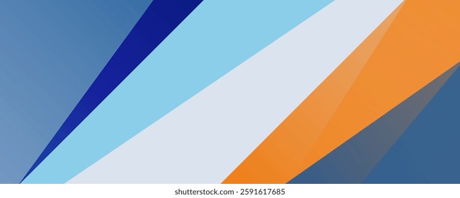 Abstract papercut bright color ackground. Overlap orange and blue triangle shapes