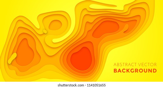 Abstract papercut and color multi layer gradient on vector yellow orange pattern background