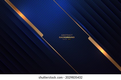 Abstract papercut decoration line stripe. Gold line and light with layers on dark blue background. Vector illustration.
