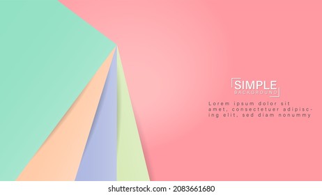 Decoración abstracta en papel con texturas de capas y color pastel. Tercer telón de fondo. Ilustración vectorial. Plantilla de portada mínima
