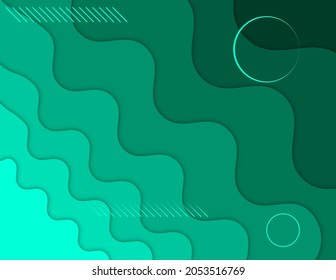 Abstract papercut green gradient background poster