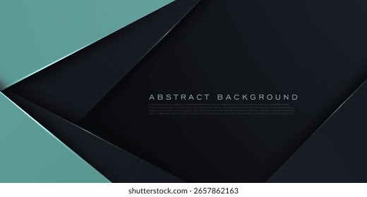 Padrão de triângulo verde de corte de papel abstrato no fundo escuro. Design de sobreposição de forma simples e na moda. Vetor Eps10