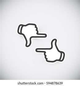 Abstract papercut hands forming a frame, vector illustration
