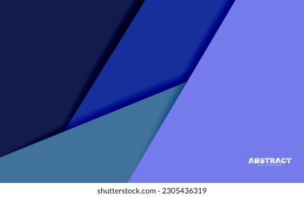 Abstract papercut origami blue color background vector