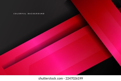 Abstract papercut overlap layer red and black color background vector