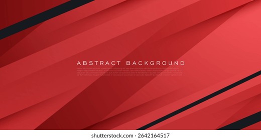 Abstrato papel corte vermelho padrão fundo. Plano de fundo simples com design de sombra de triângulo sobreposto com linhas escuras. Vetor Eps10